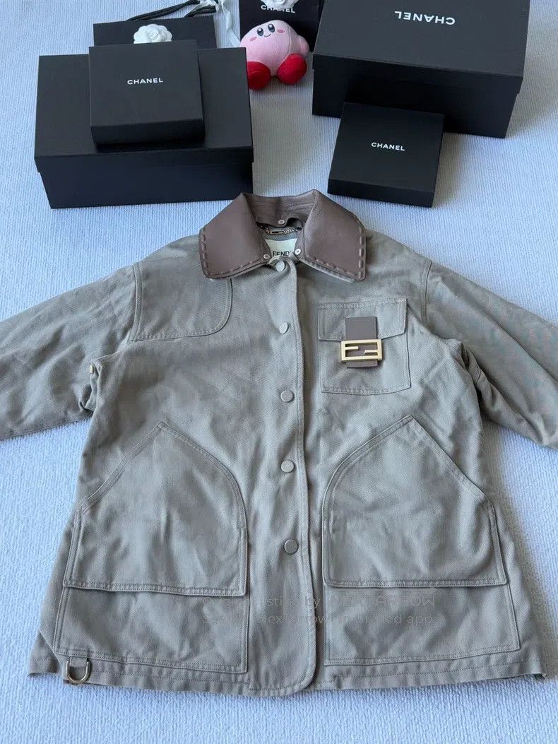 Fendi 23 Spring Patchwork Leather Multi-pocket Puffer Jack