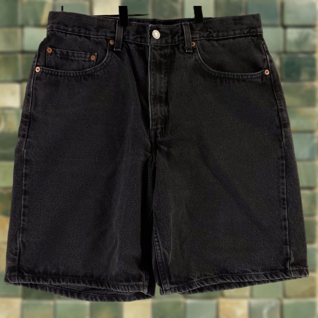 Levi's VINTAGE Levi's 550 Denim Shorts Black Mens 33 90s VTG 34 (33 Actual) Size US 33 - 1 Thumbnail