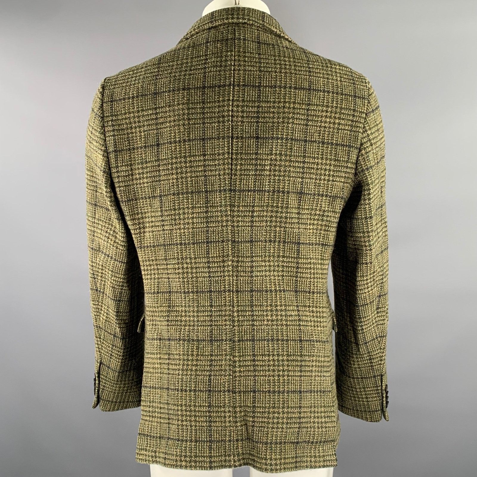 Officine Generale OFFICINE GENERALE 42 Green Tan Tartan Wool Sport Coat Size 42R - 4 Thumbnail