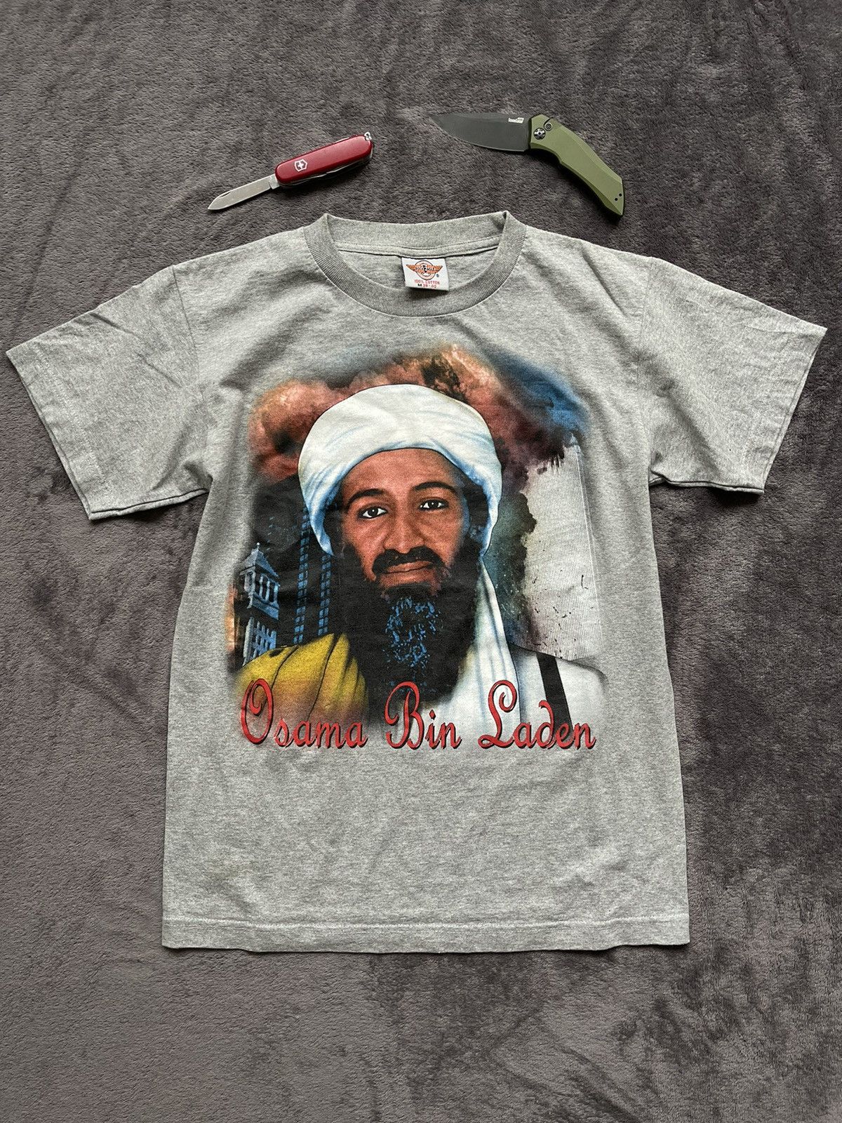 image of Rock Tees x Vintage Osama Bin Laden U S Under Attack 09 11 2001 Vintage in Grey, Men's (Size Medium