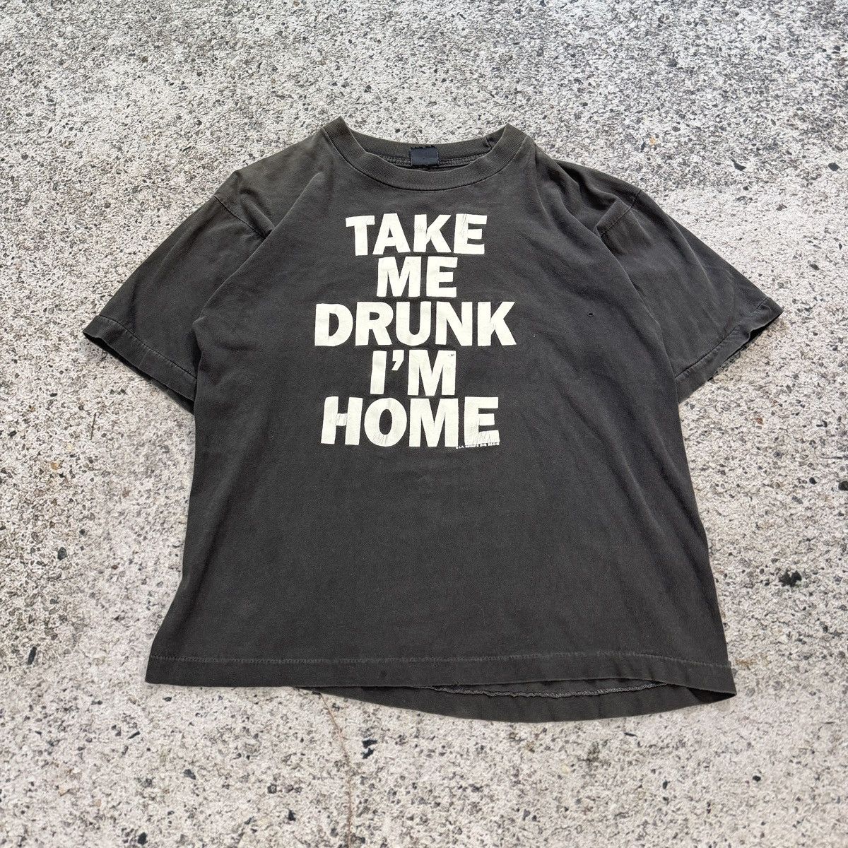 Vintage 90s Take Me Drunk I'm Home Thrashed Faded Shirt ERD Grunge Size US L / EU 52-54 / 3 - 6 Thumbnail