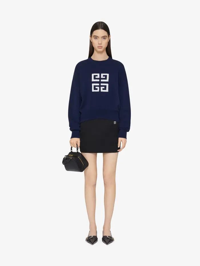 Givenchy o1w1db10825 Low Shoulders 4G Crewneck Sweater in Navy/White Size M / US 6-8 / IT 42-44 - 2 Thumbnail