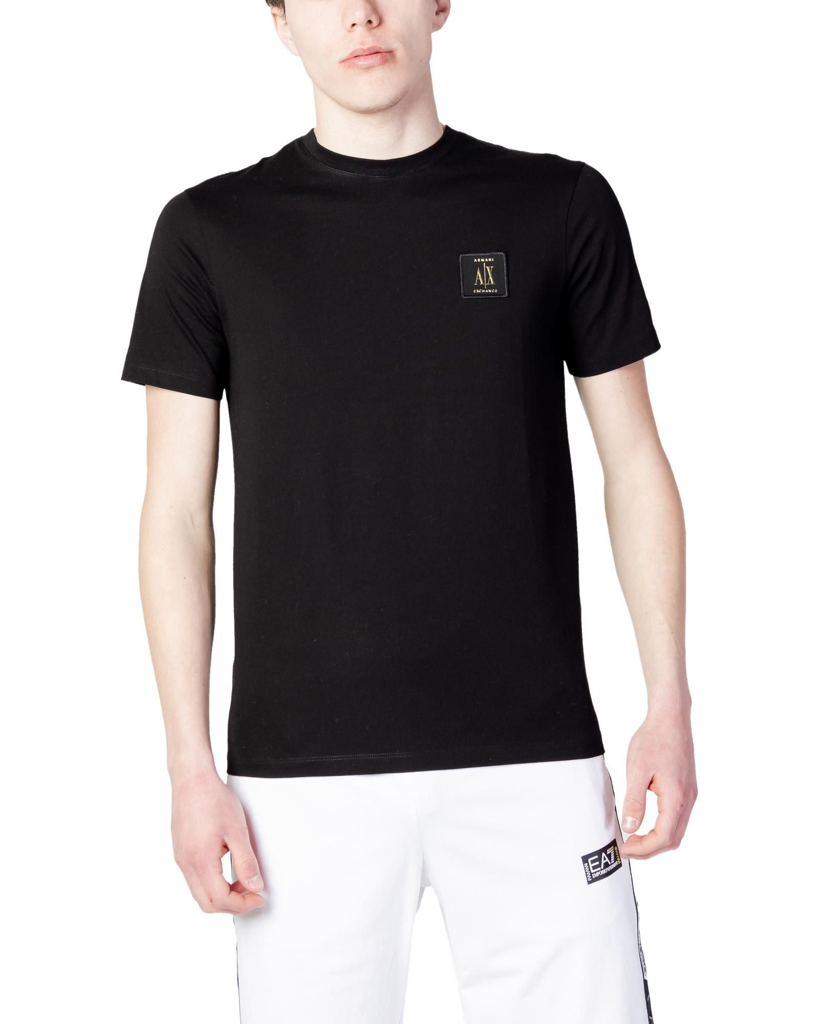image of Armani Exchange Short Sleeve Cotton T-Shirt in Black, Men's (Size 2XL)