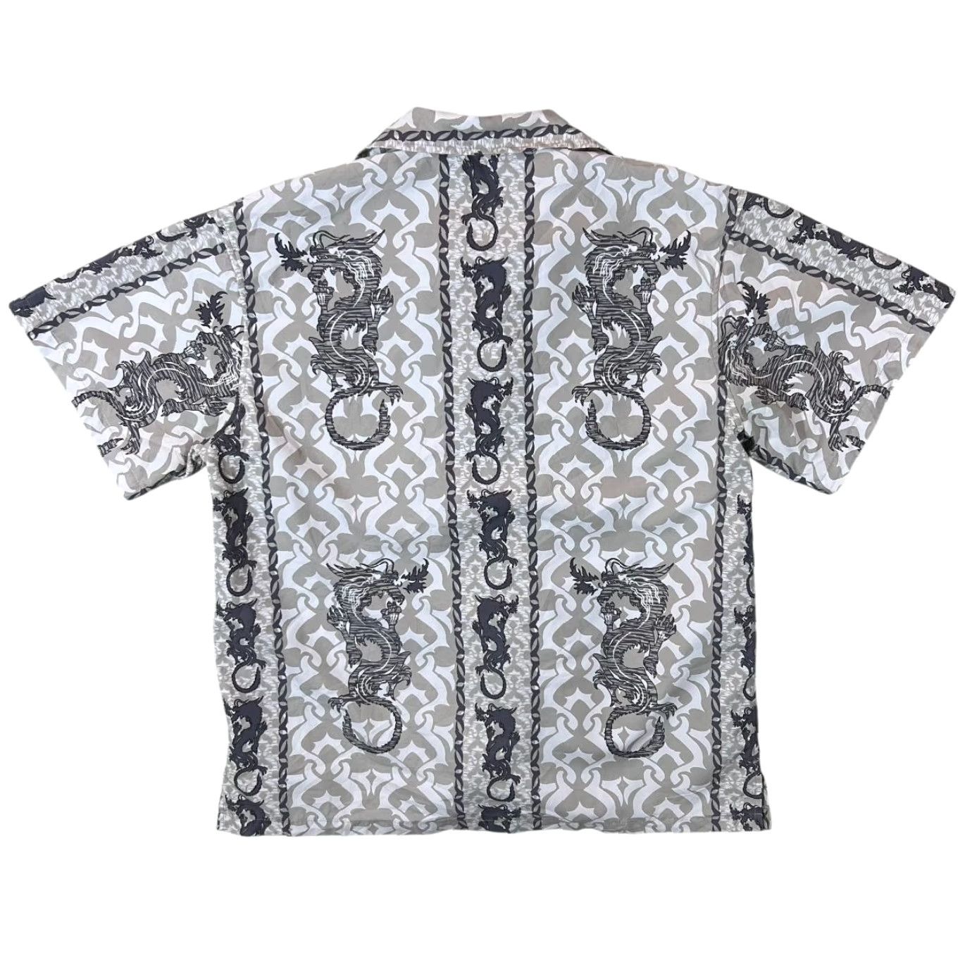 Vintage Crossby Shirt Gothic Y2K Dragon Pattern Grey White Short Sleeve S Mens Small Regular Fit Size US S / EU 44-46 / 1 - 2 Thumbnail