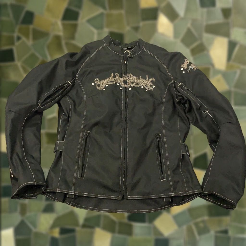 Speedo Speed and Strength Womens Motorcycle Jacket M Black Embroidered Logo Zipper Pockets Full Zip Size M / US 6-8 / IT 42-44 - 1 Thumbnail