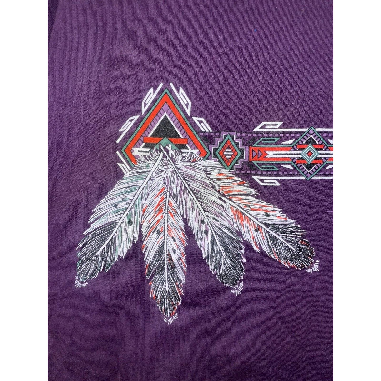 Jerzees Vintage Arizona Purple Shirt Native American Feathers Tee L Size US L / EU 52-54 / 3 - 2 Thumbnail