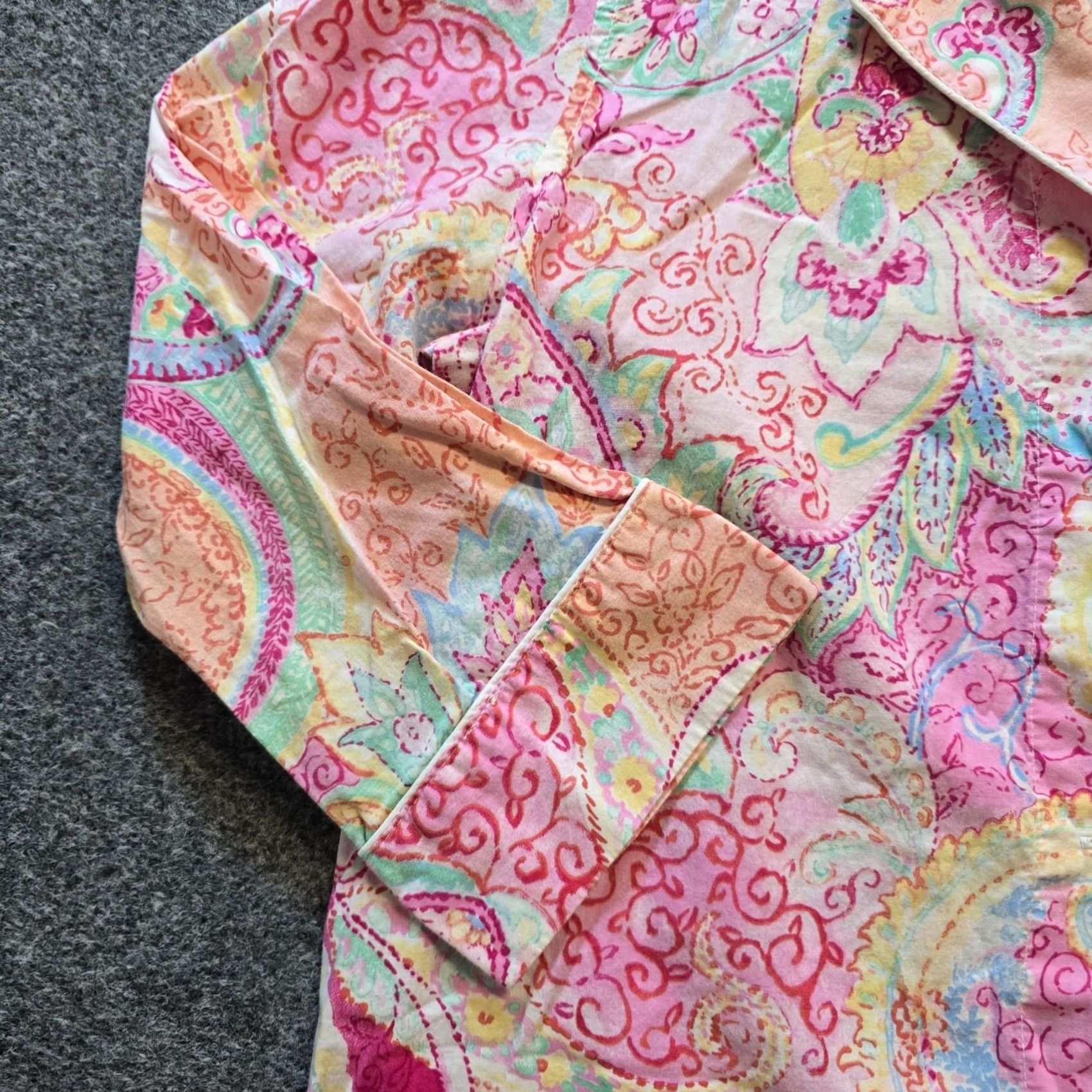 Chaps Chaps Nightgown Womens Size Medium Pink Paisley Button Up Pajama Lounge Shirt Size ONE SIZE - 3 Thumbnail