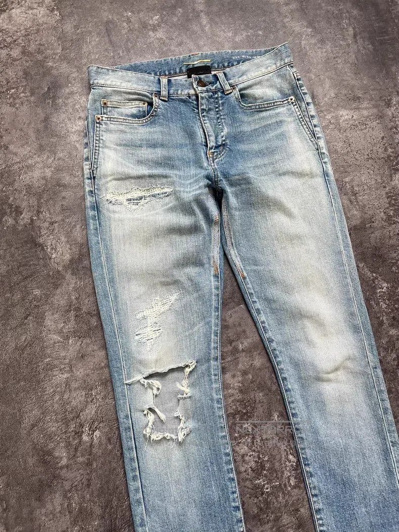 Saint Laurent Paris Saint Laurent Paris Ripped and Washed Denim Jeans Size US 27 - 2 Thumbnail