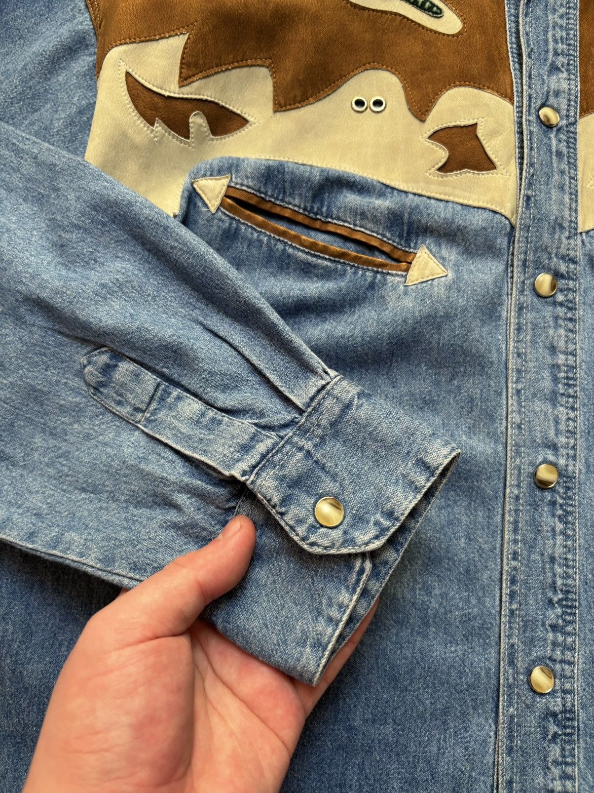 Cowboy Equipment VTG River Gold Western Denim Shirt Cowboy Pearl Snap Mens XL Size US XL / EU 56 / 4 - 4 Thumbnail