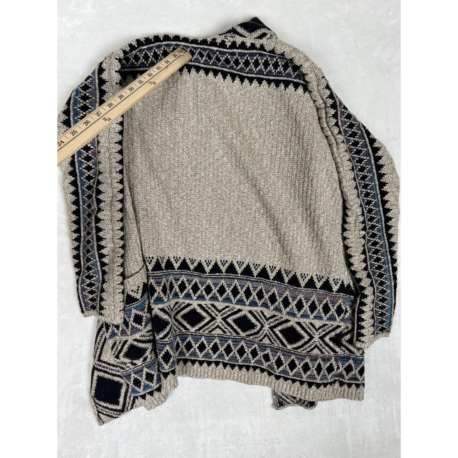 Lucky Brand Lucky Brand Sweater Womens XS/S Beige Blue Open Front Cardig Size XS / US 0-2 / IT 36-38 - 7 Thumbnail