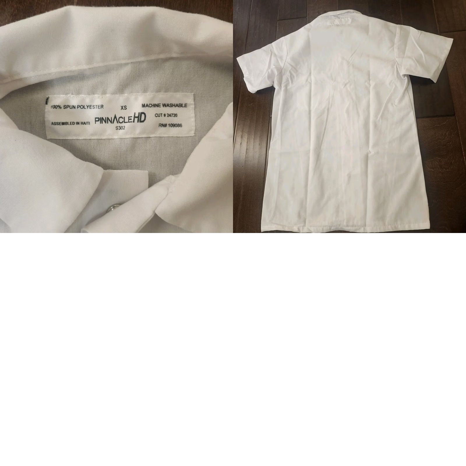 Vintage PinnacleHD Work Shirt Mens XS White Short Sleeve Button-Up Collared Casual Business Travel 90s? Size US XS / EU 42 / 0 - 9 Thumbnail