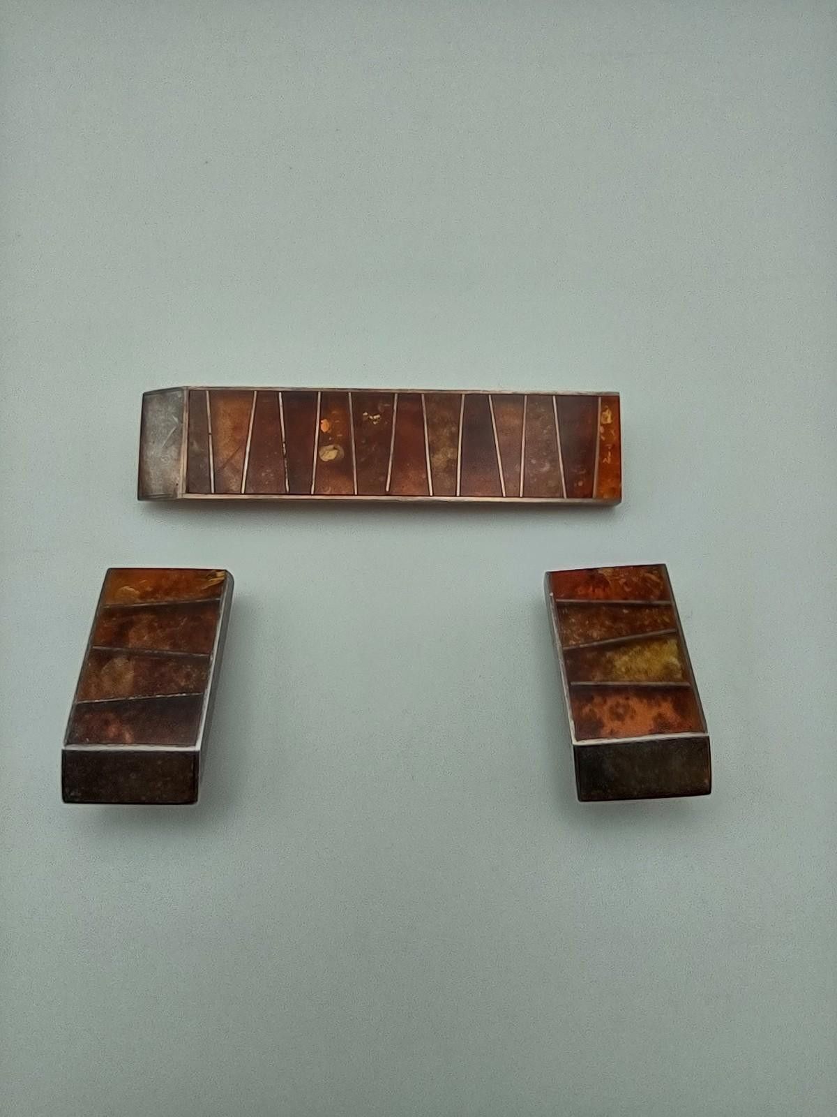 The Unbranded Brand Vintage Polish Silver Amber Modernist Set, circa 1960s–1970s Size ONE SIZE - 1 Thumbnail