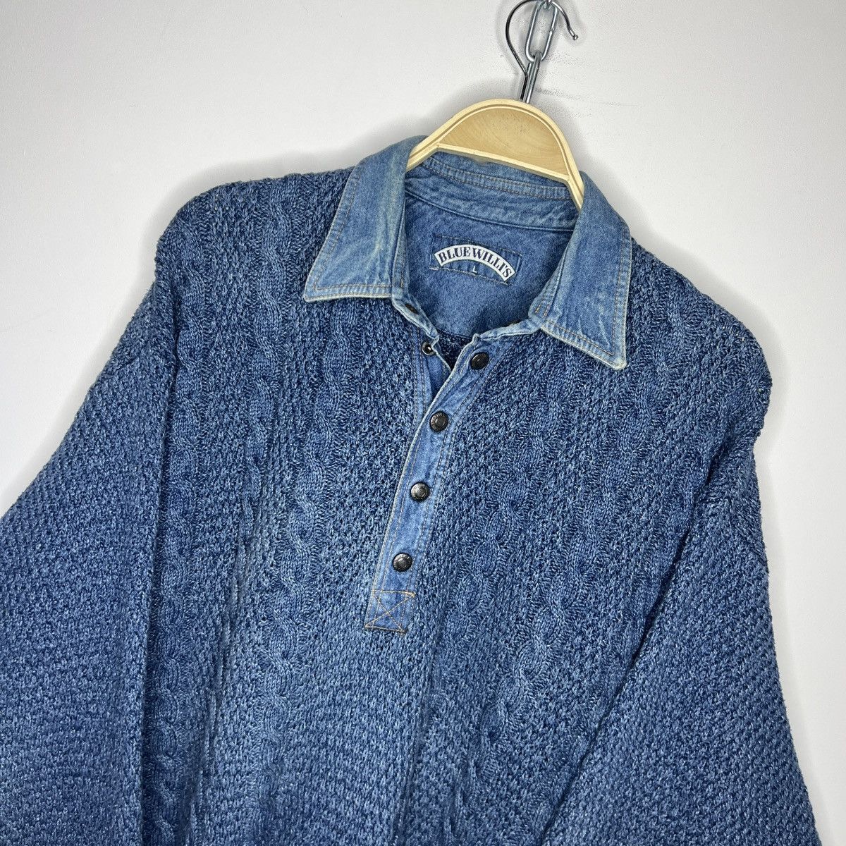 Japanese Brand × Vintage BLUE WILLIS KNIT VINTAGE SWEATER AVANT GARDE GRUNGE STYLE Size US L / EU 52-54 / 3 - 4 Thumbnail