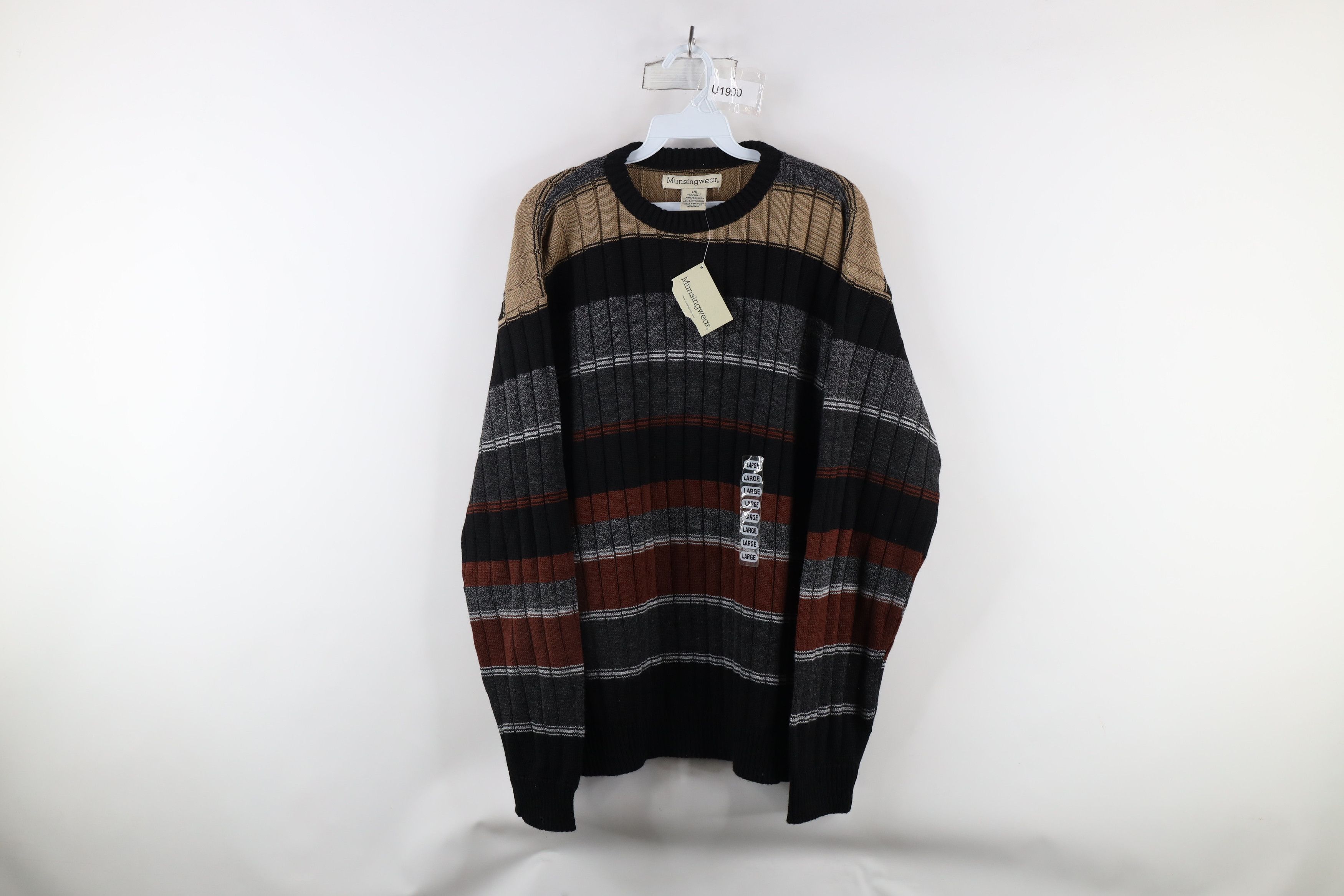Vintage Deadstock Vintage 90s Streetwear Block Ribbed Knit Sweater Size US L / EU 52-54 / 3 - 1 Thumbnail