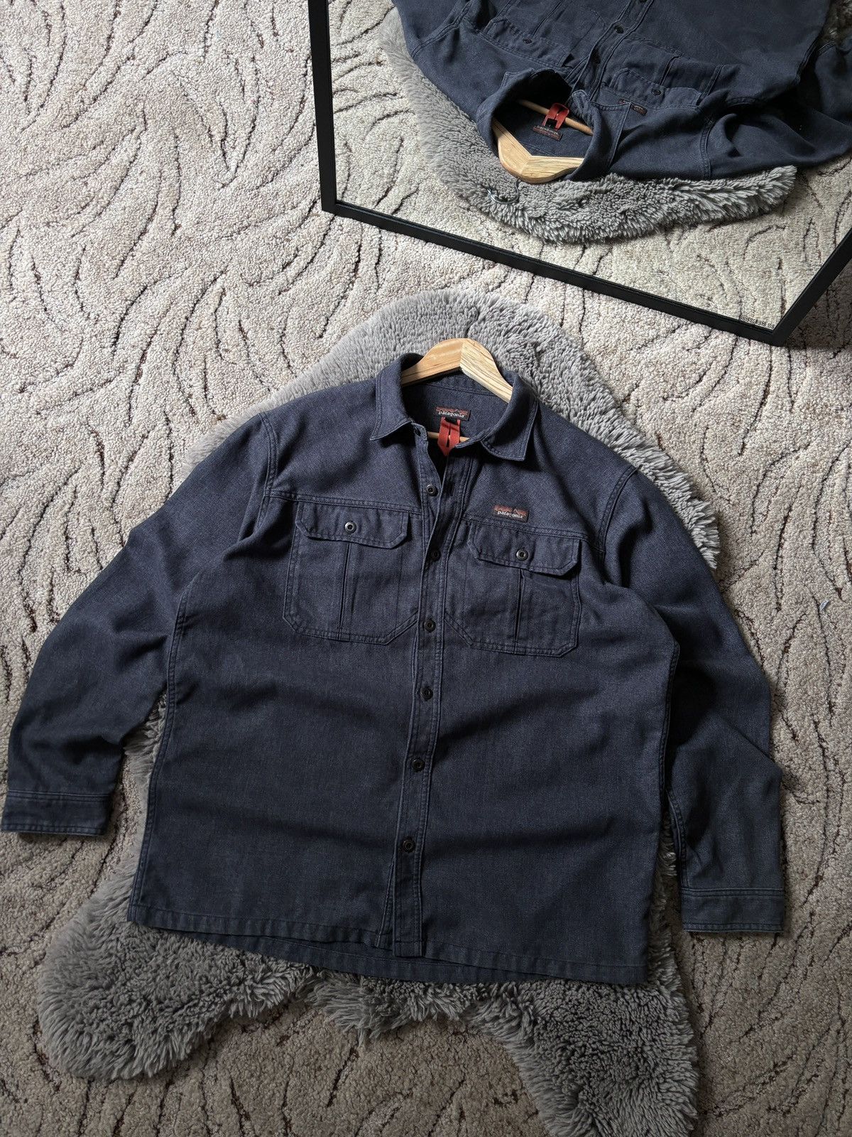 Patagonia overshirt vintage button up grey denim jacket