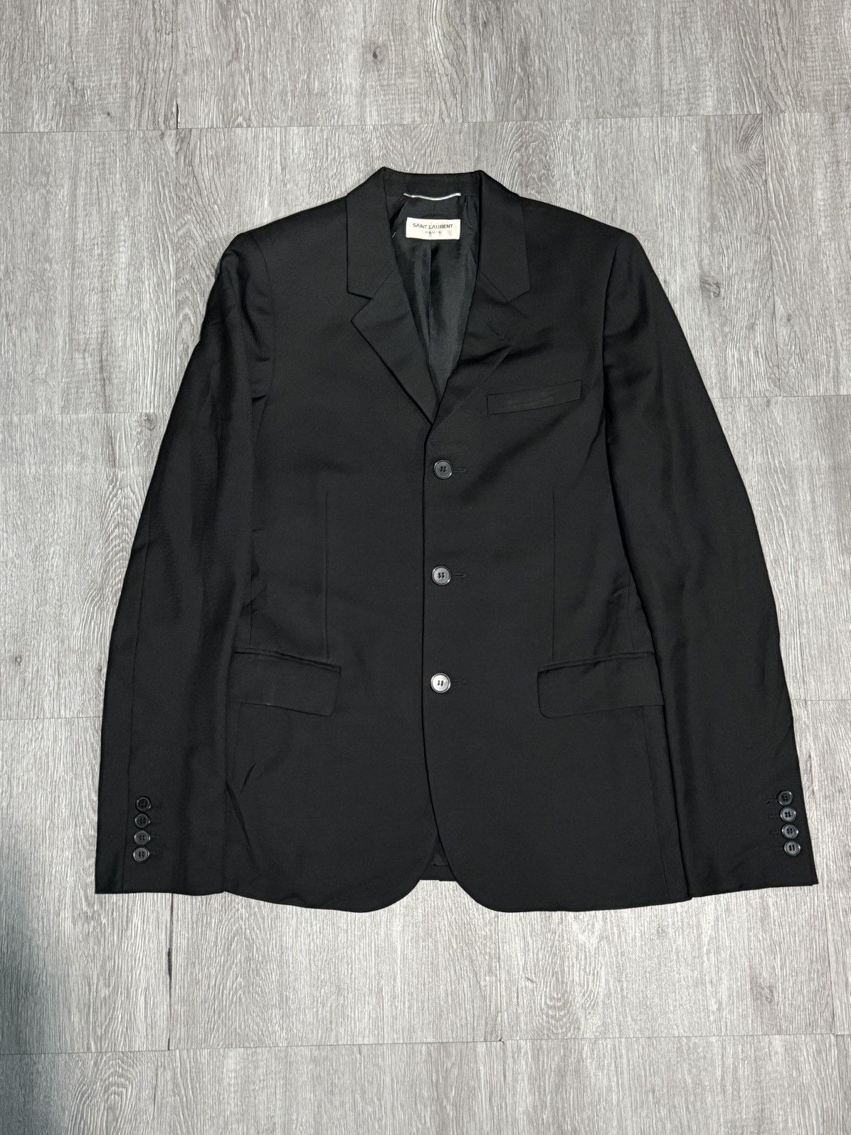 Hedi Slimane × Saint Laurent Paris Saint Laurent x Hedi Slimane SS14 3 Botton Black Suit Size 44R - 2 Thumbnail