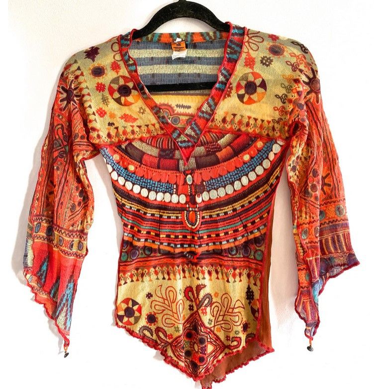 Jean Paul Gaultier Jean Paul Gaultier Rainbow Boho Hippe Kaleidoscope Top Shirt Size US S / EU 44-46 / 1 - 1 Thumbnail