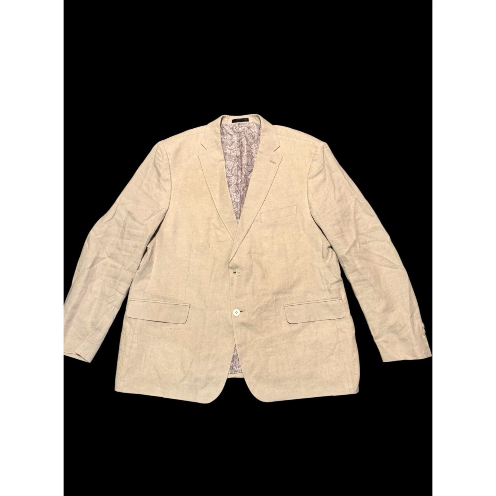 Ralph Lauren LAUREN Ralph Lauren Mens 48R Beige Blazer Linen Single-Breasted 2 Button Jacket Sport Coat Size 48R - 2 Thumbnail