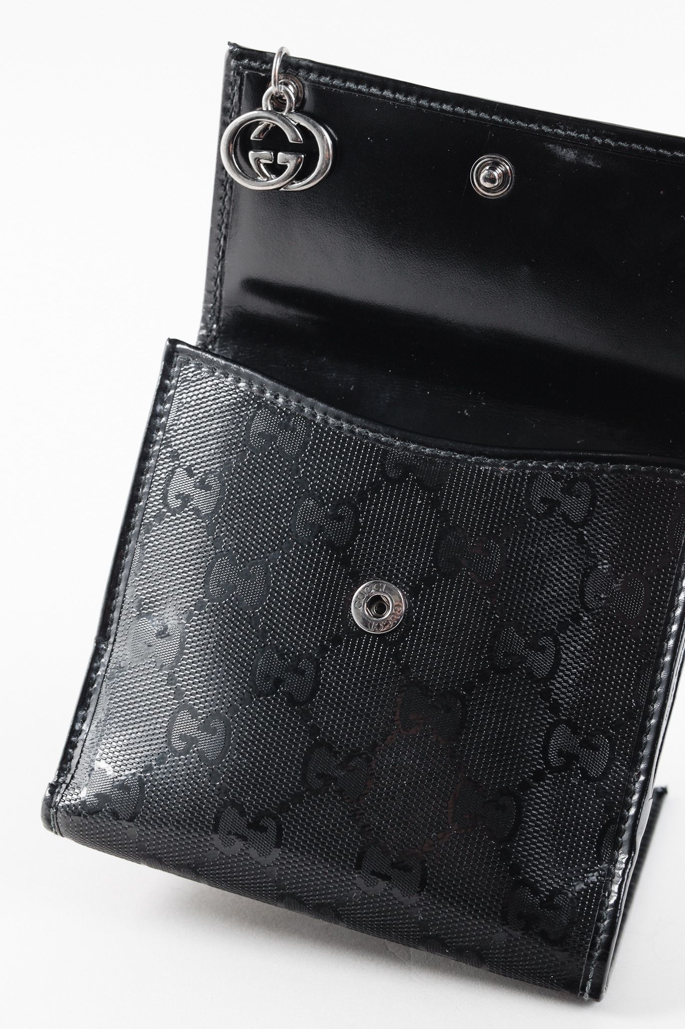 Gucci Gucci Vintage Y2K Black Monogram Compact Leather Wallet Size ONE SIZE - 10 Thumbnail