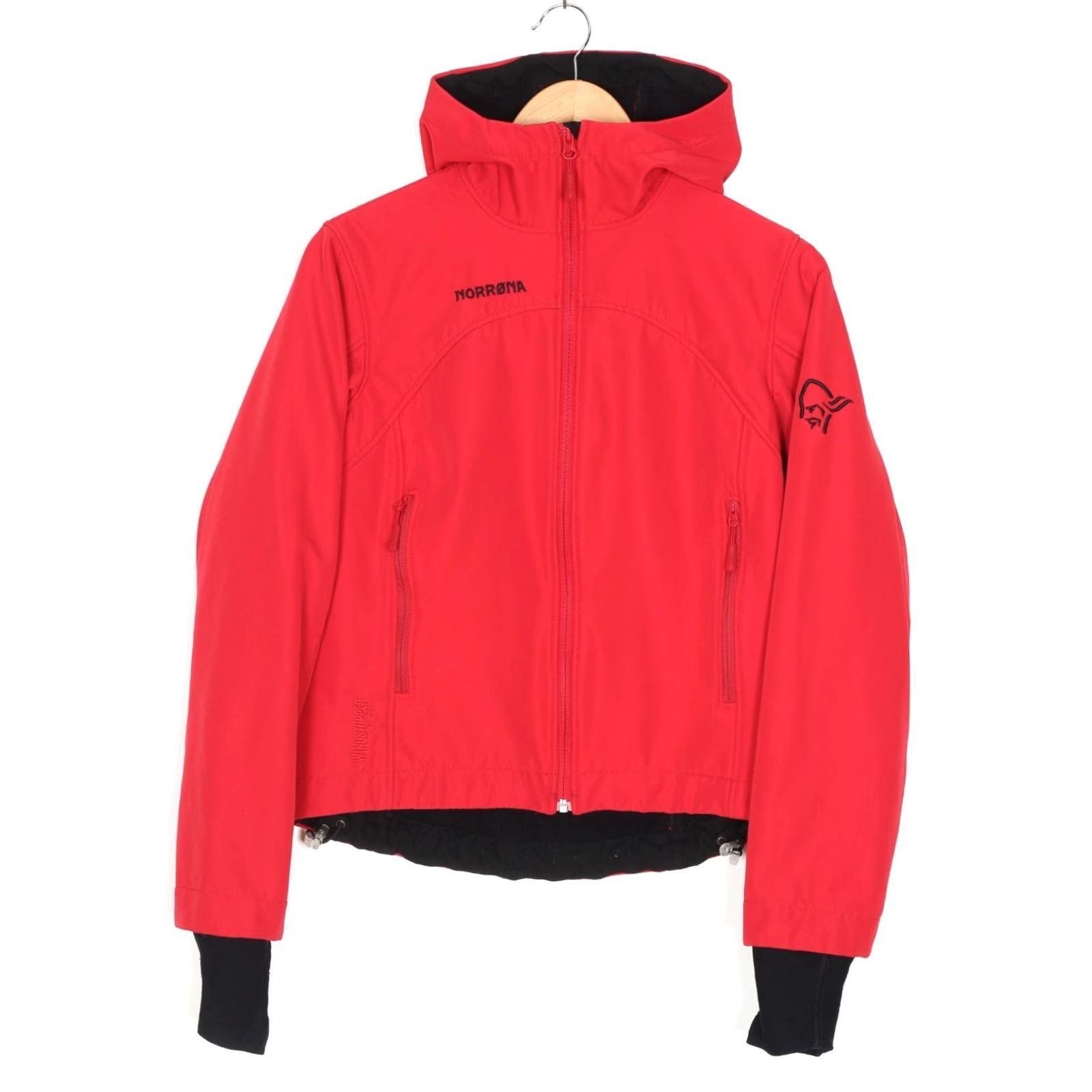 Vintage NORRONA NARVIK Windstopper Soft Shell Hooded Jacket Women S Red MJ5782 Size S / US 4 / IT 40 - 2 Thumbnail