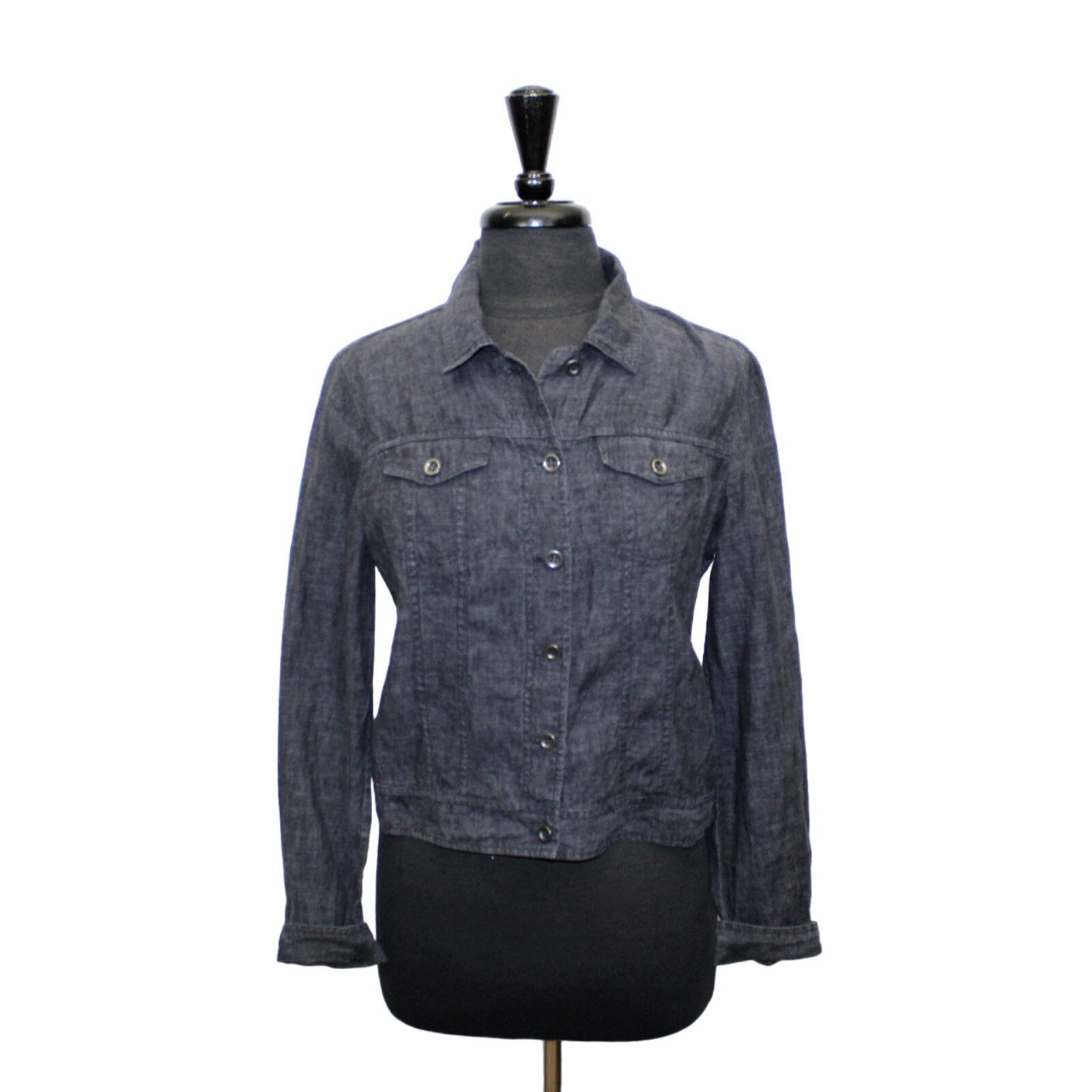 Eileen Fisher New EILEEN FISHER 100% Organic Linen Gray Delave Jacket Sz M Size M / US 6-8 / IT 42-44 - 1 Thumbnail