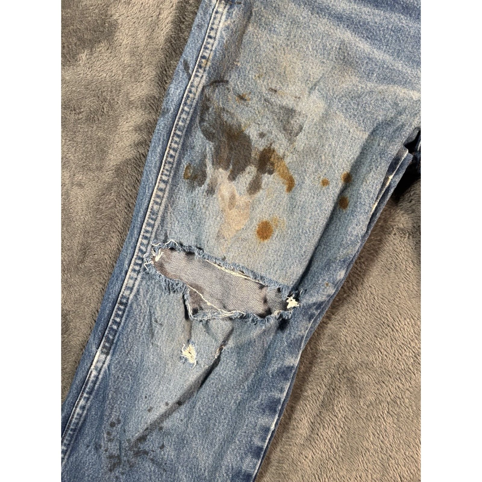 VINTAGE Wrangler Cowboy Cut 13MWZ Jeans Men 32x30 Bootcut Denim Western Distressed Blue
