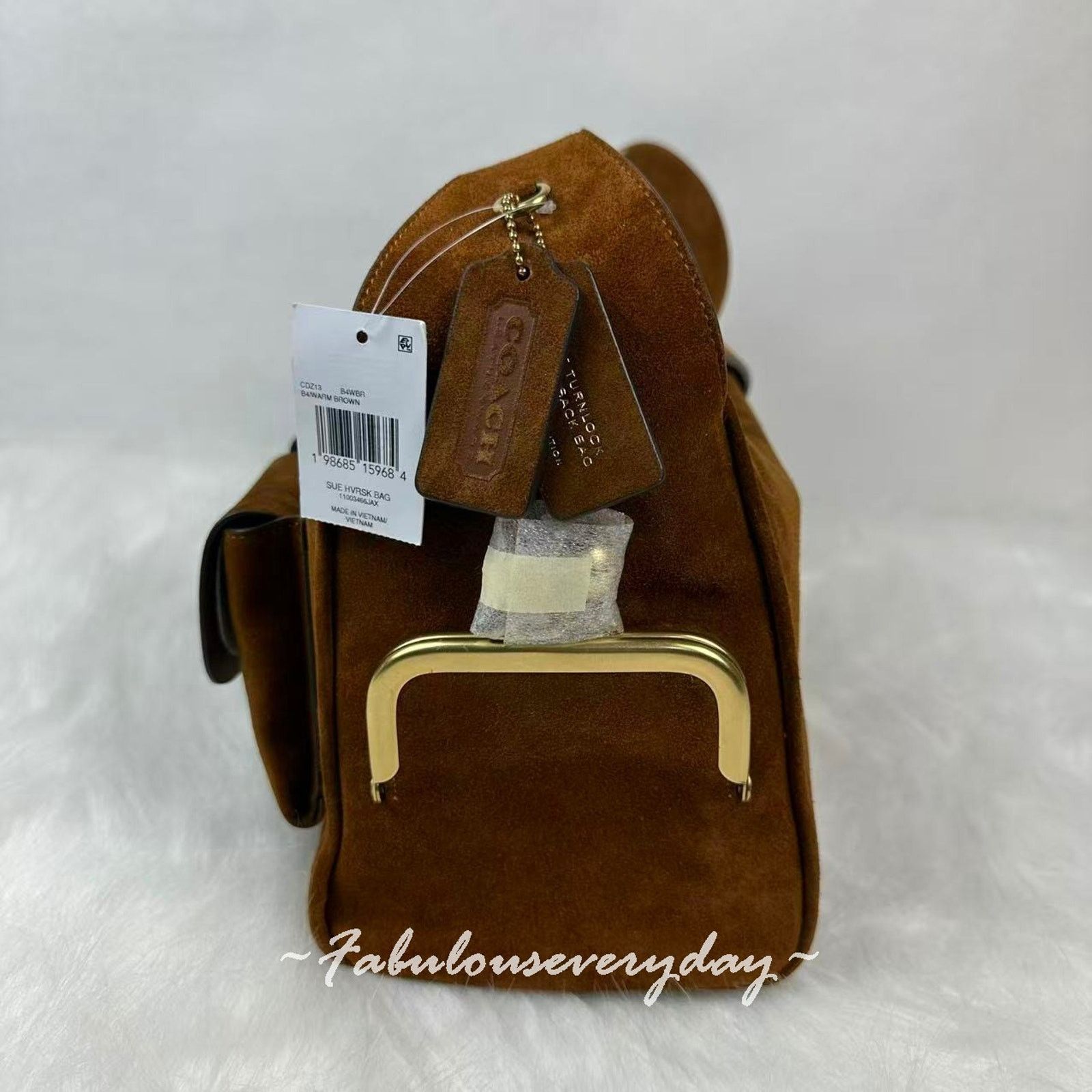 Coach Coach Turnlock Haversack Crossbody Suede Brass/Warm Brown Size ONE SIZE - 3 Thumbnail