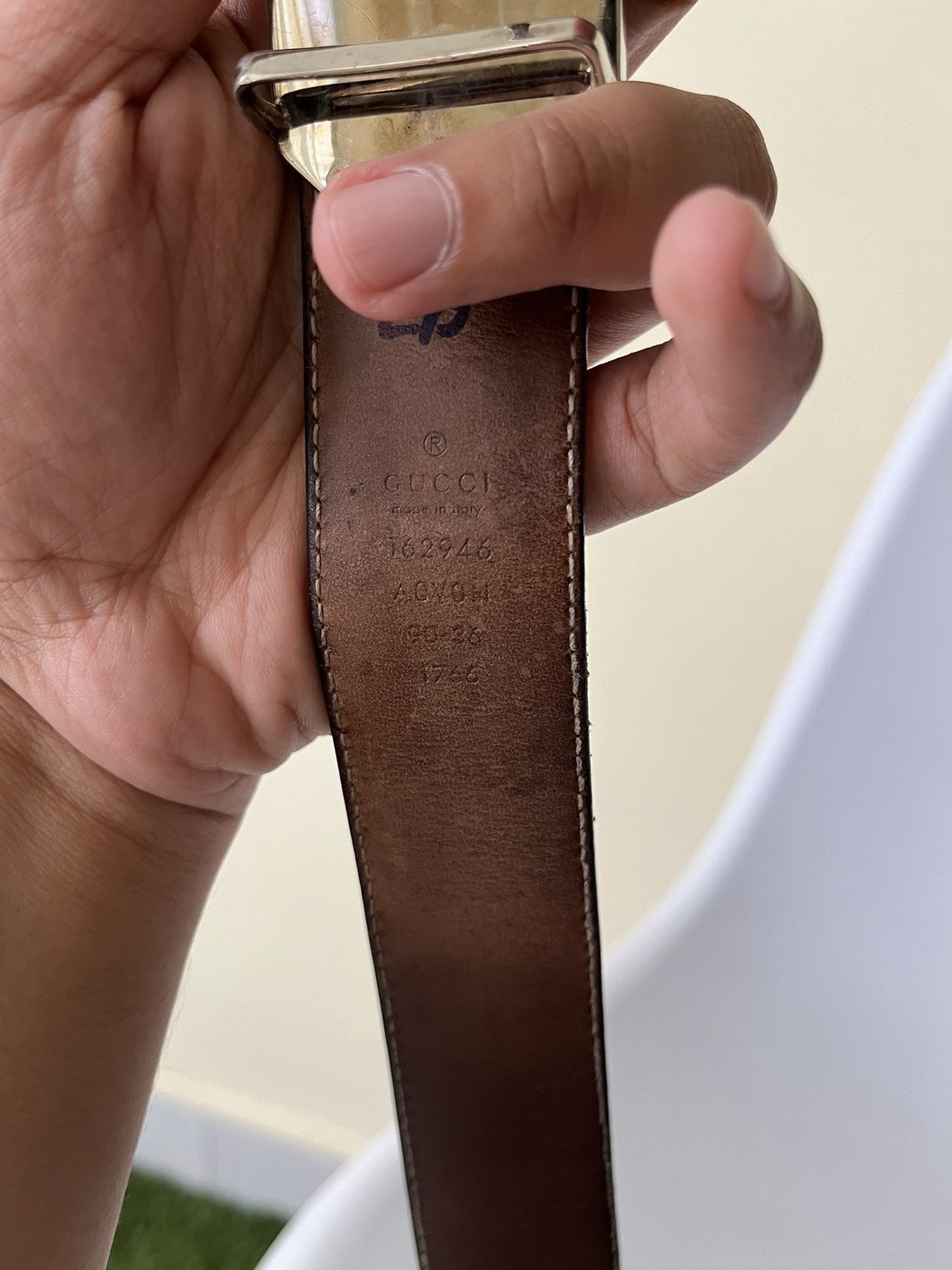 Gucci Gucci Dark Guccissima Leather Square Buckle Size ONE SIZE - 3 Thumbnail