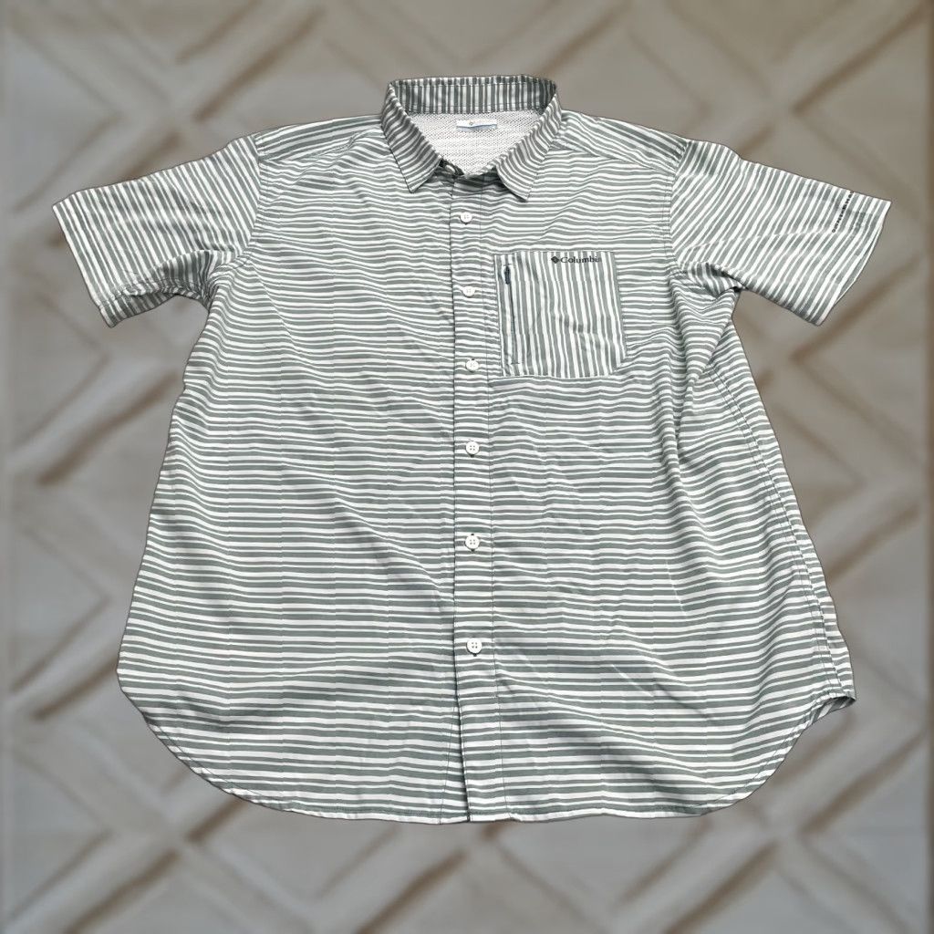 Twisted X Columbia Shirt Mens Large White Gray Striped Omni Shade Twisted Creek III Fish Outdoor Size US L / EU 52-54 / 3 - 1 Thumbnail
