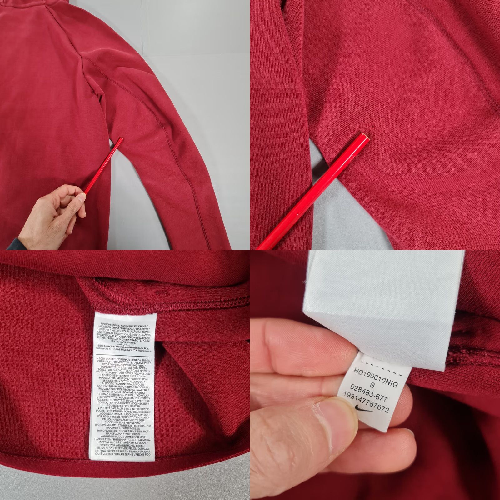 Nike Nike Mens Tracksuit Set Hoodie Jogger Red Small XS 2 Piece with Pockets Tech Fleece Casual Activewear Sports Man Mens Size US XS / EU 42 / 0 - 8 Thumbnail