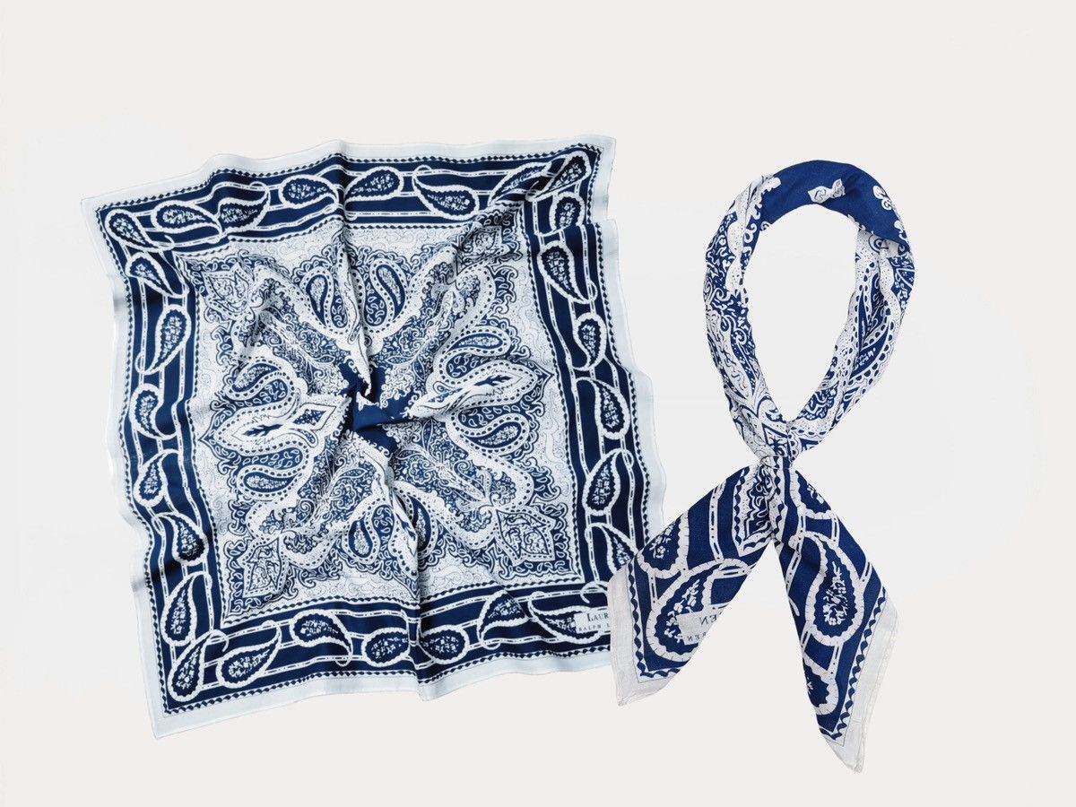Polo Ralph Lauren INDIGO Printed Bandana COTTON Green Scarf handkerchief Size ONE SIZE - 4 Thumbnail