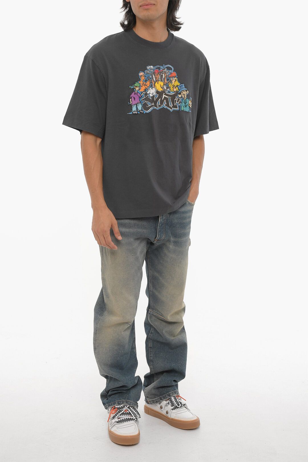 Off-White og1mm0824 Seasonal Crewneck T-Shirt in Grey Size US XXS / EU 40 - 4 Thumbnail