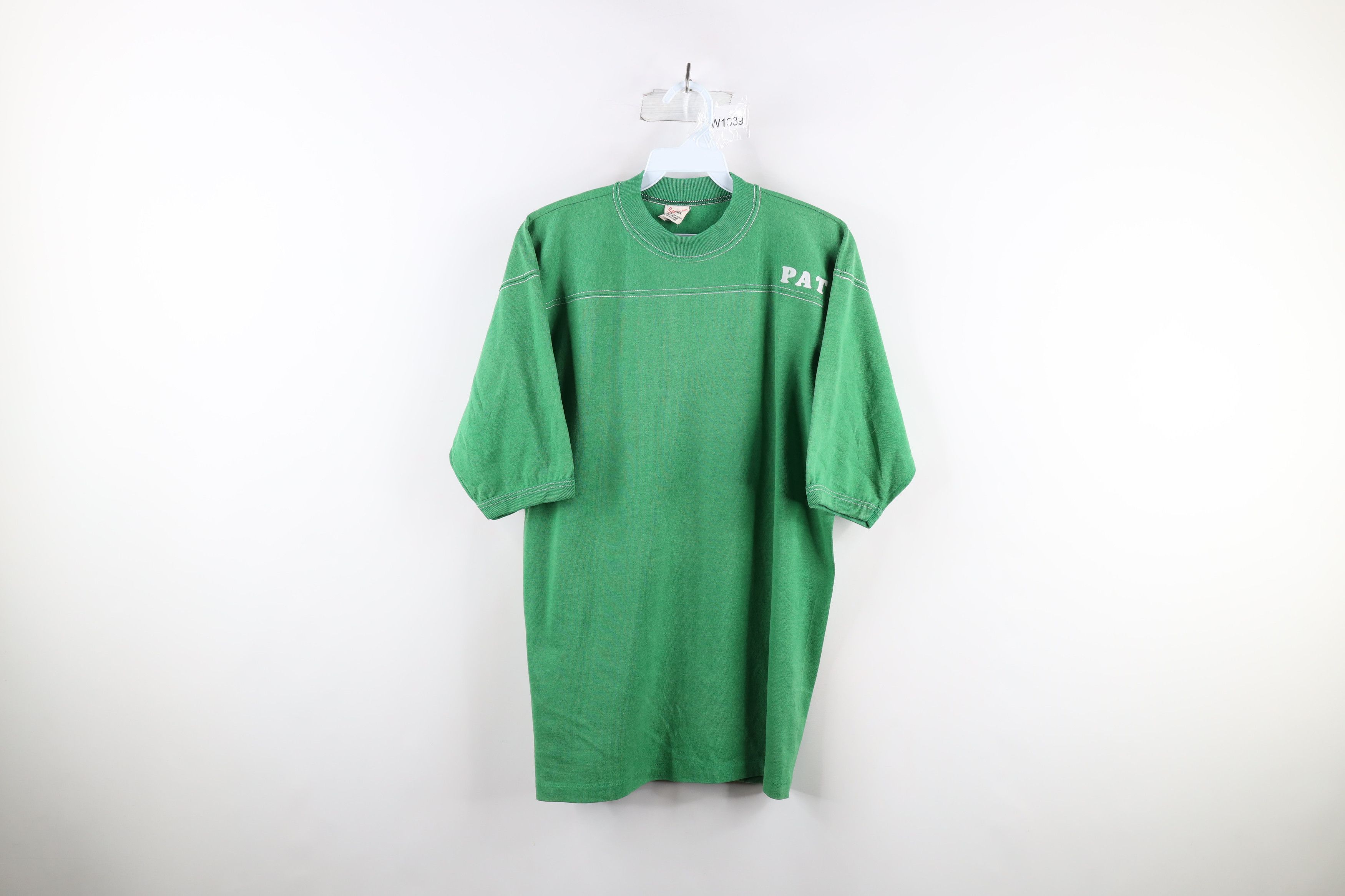 Vintage Vintage 70s Streetwear Short Sleeve Ringer T-Shirt Green USA Size US L / EU 52-54 / 3 - 1 Thumbnail