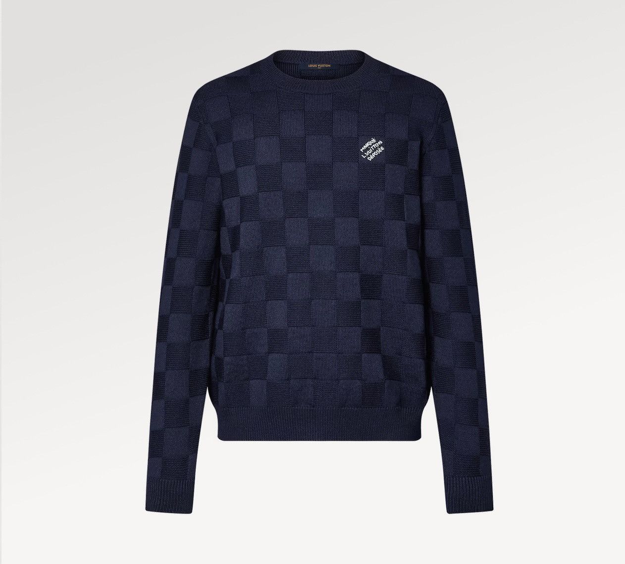 image of Louis Vuitton Damier Jumper With Pearl Signature in Blue, Men's (Size XS)