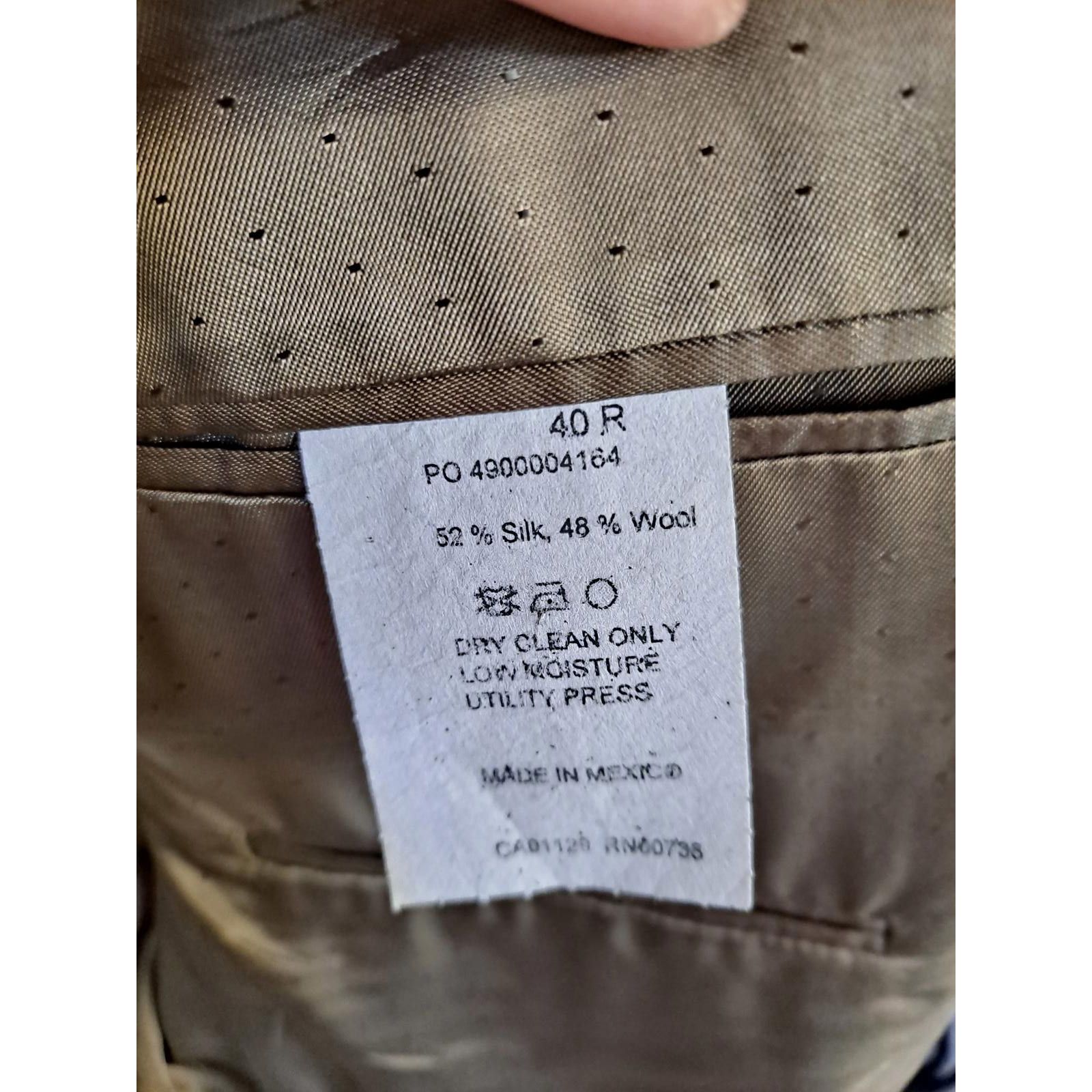 Calvin Klein Calvin Klein Tan Check 3 Button Blazer Silk/Wool Size 40R Size 40R - 5 Thumbnail