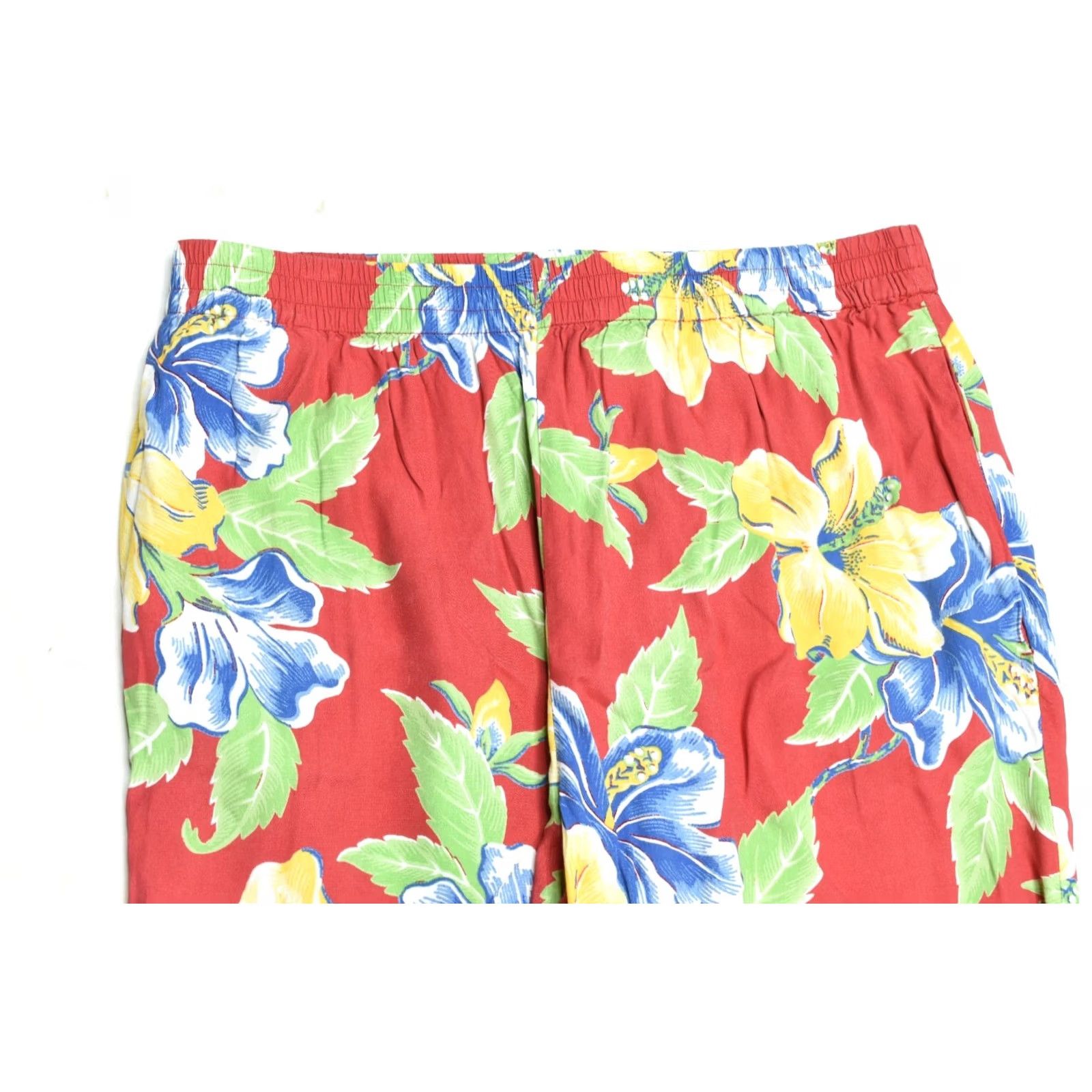 Polo Ralph Lauren Polo Ralph Lauren Tropical Hibiscus Floral Pants Red Pull-On Stretch Womens 12 Regular Straight Ank les Size 34" / US 12 / IT 48 - 3 Thumbnail