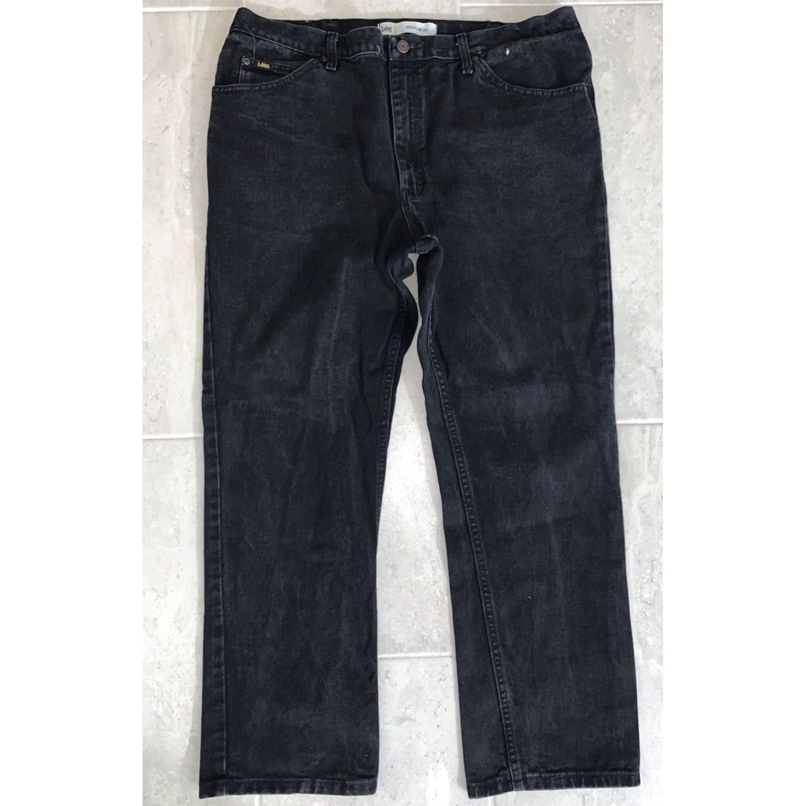 Lee Lee Regular Fit Jeans Black 42x30 Denim 5-Pocket Button Zip Mens Jeans Retro Vintage? Size US 42 / EU 58 - 2 Thumbnail