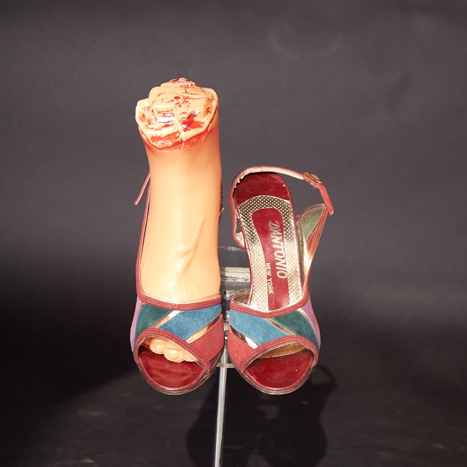Vintage 1950s D’Antonio Peep Toe Clear and Suede Heels Shoes Size US 6.5 / IT 36.5 - 2 Thumbnail