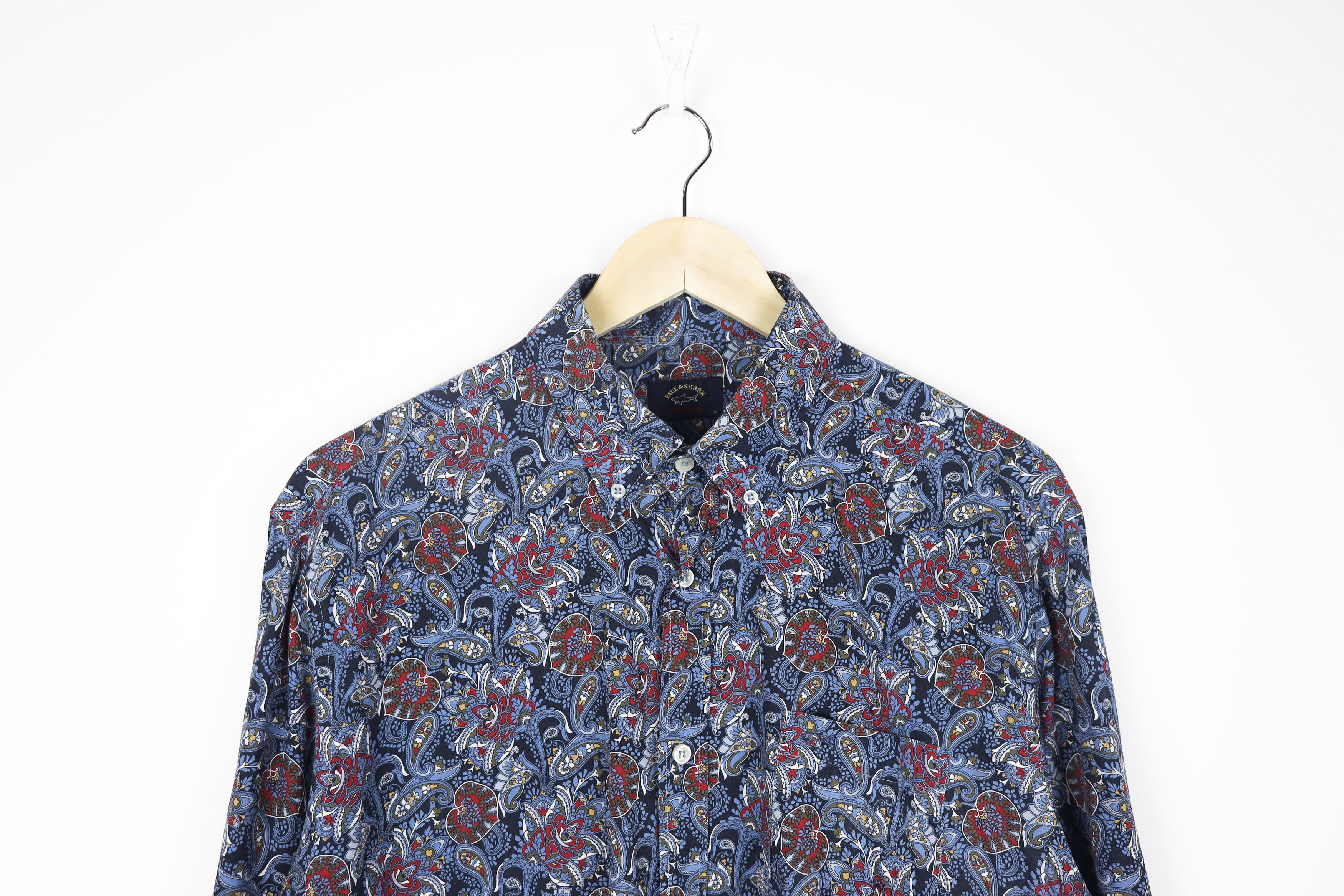 Paul & Shark Paul & Shark Navy Red Fancy Paisley Abstract Pattern Shirt Size US XL / EU 56 / 4 - 2 Thumbnail