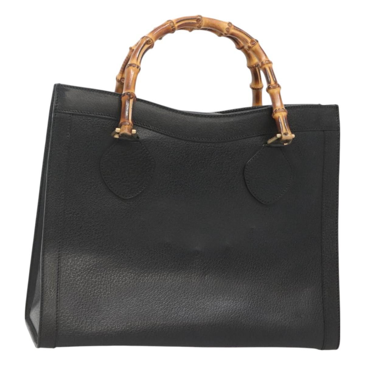 Gucci GUCCI Bamboo Hand Bag Leather Black Gold 002 1095 002 1095 Size ONE SIZE - 1 Thumbnail