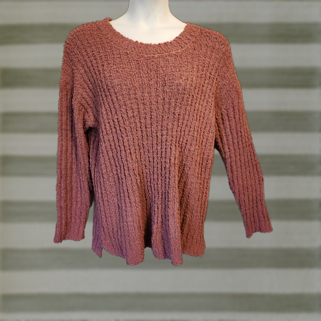 Pinko Wallpapher Pink Ribbed Popcorn Long Sleeve Sweater 2X 2X Plus Pullover Round Neck Womens Woolish? Size XXL / US 16-18 / IT 52-54 - 1 Thumbnail