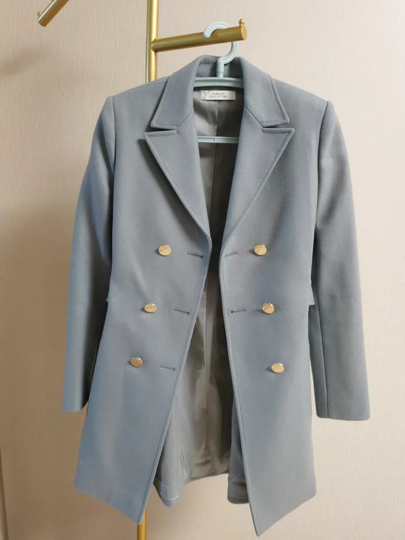 Versace Tweed woolen coat trench coat