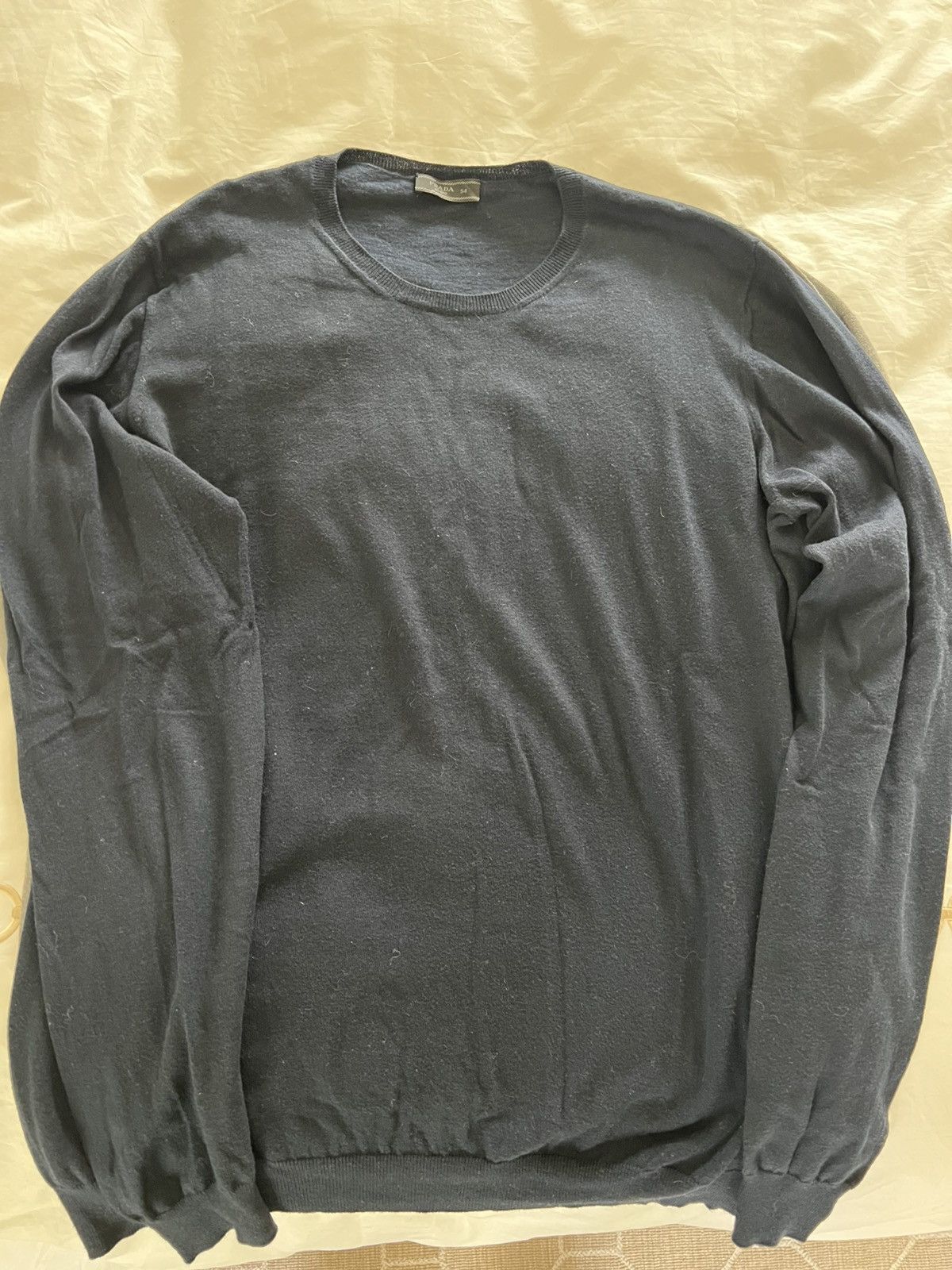 Prada Prada navy classic crewneck sweater Size US L / EU 52-54 / 3 - 2 Thumbnail