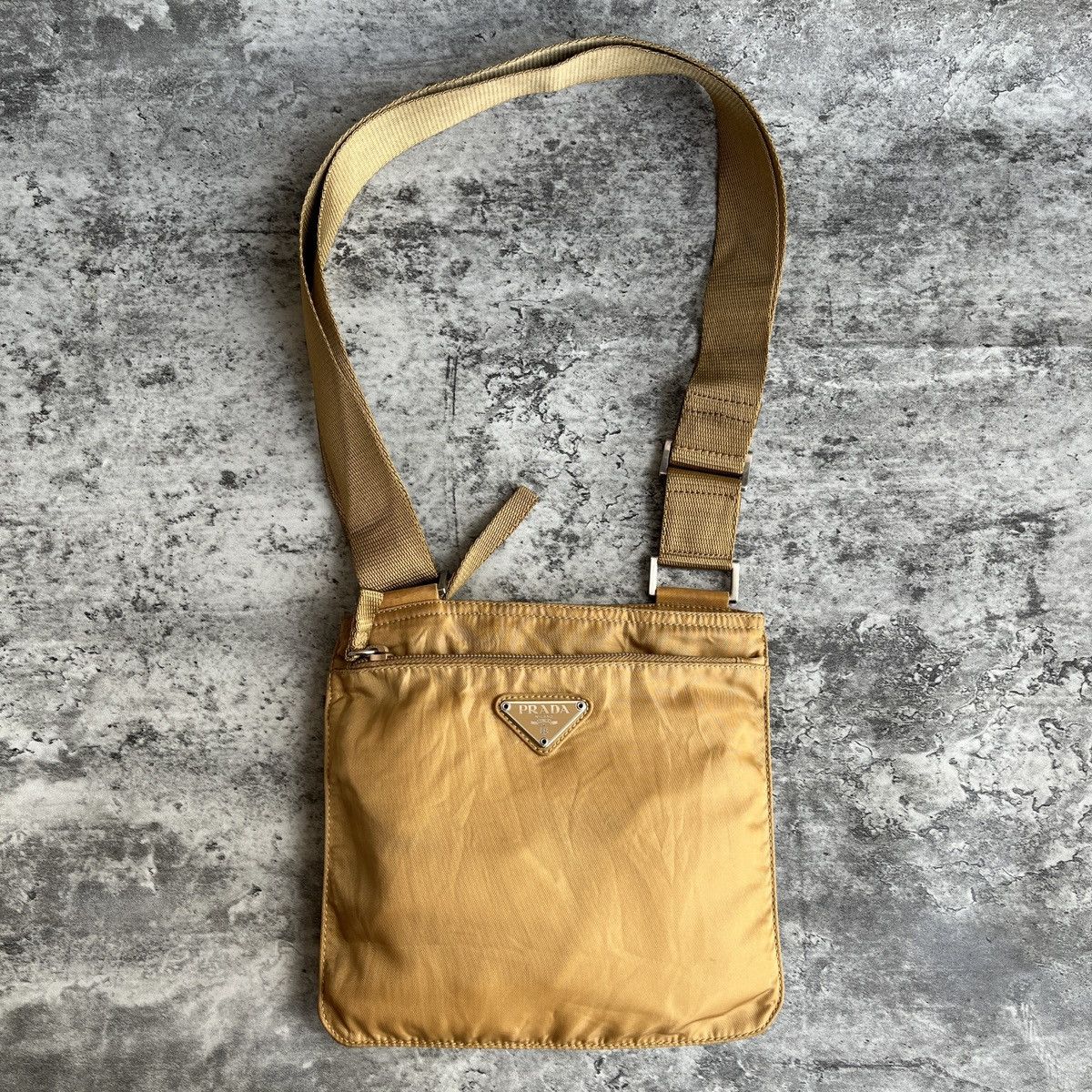 Prada Nylon Sling Bag in Gold, Men's