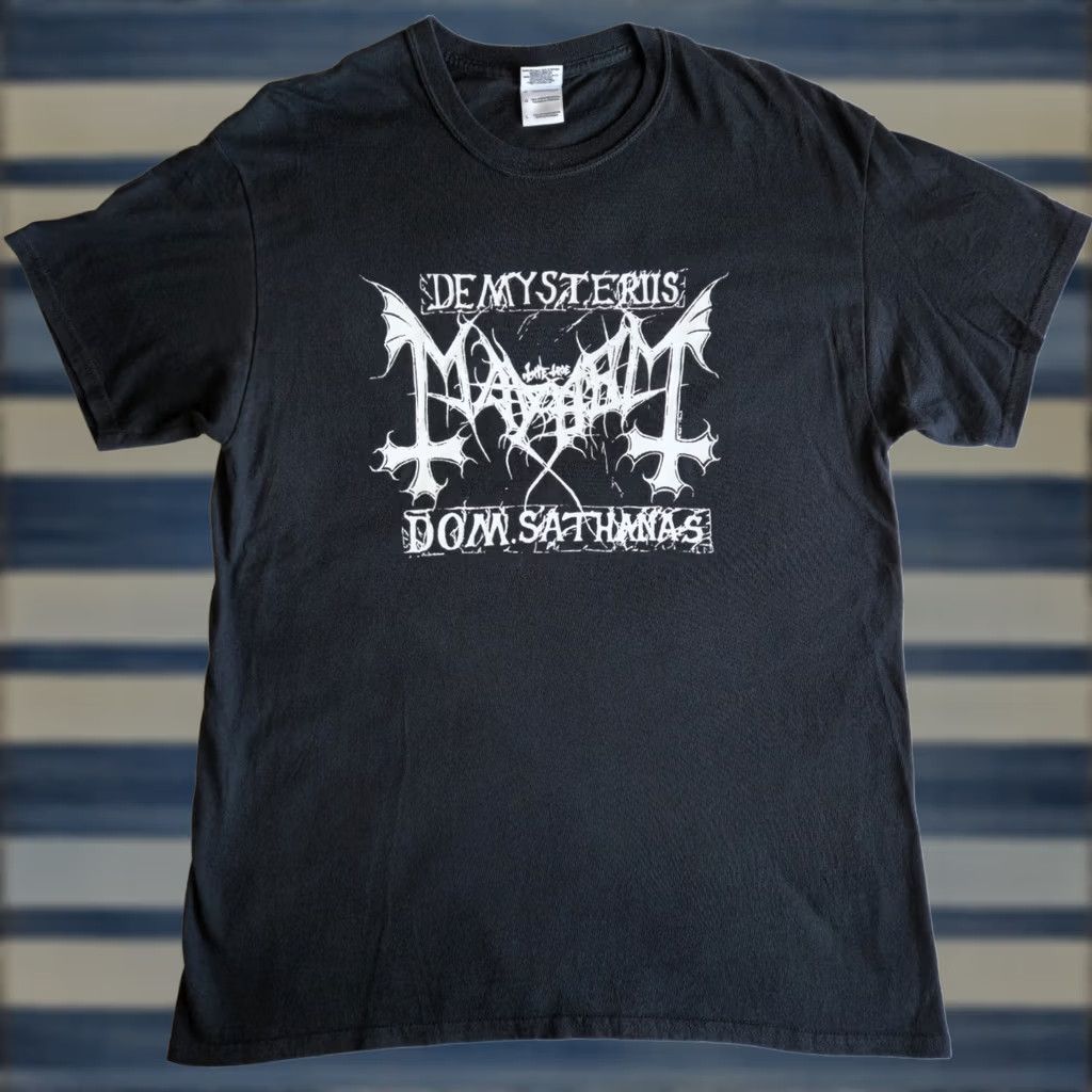 Gildan Mayhem Euronymous Dead Black Metal Slayer Thrash Death Marduk Abba Large T-Shirt Y2K Band Graphic Tee Size US L / EU 52-54 / 3 - 1 Thumbnail