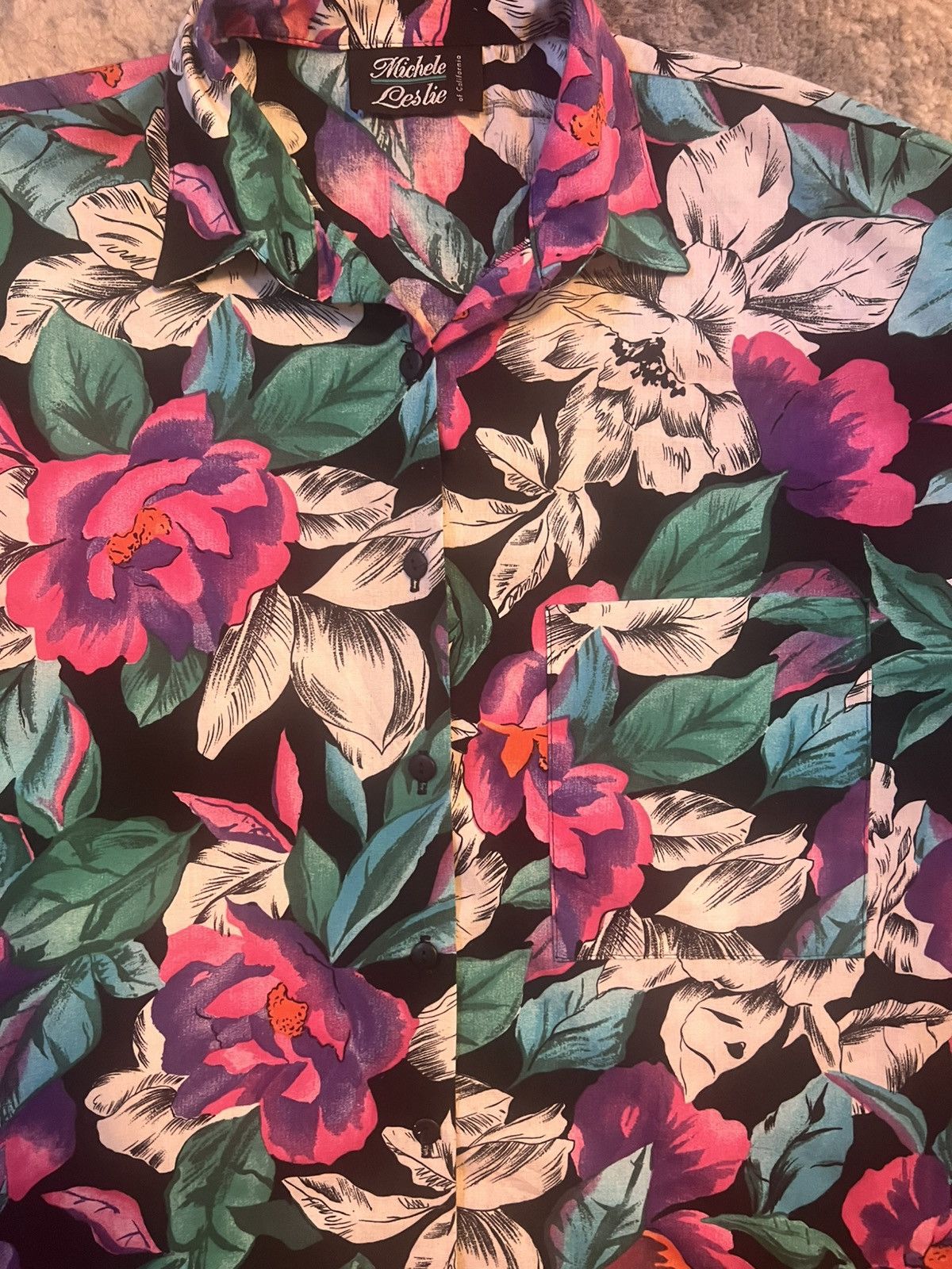 Vintage Vintage Michele Leslie of California Women’s Blouse floral Size ONE SIZE - 3 Thumbnail