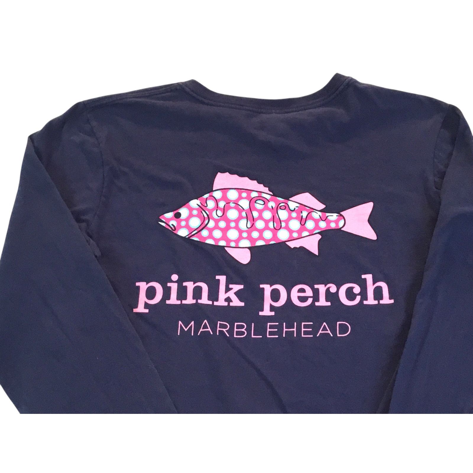 Gildan Marblehead T-Shirt Pink Fish Perch Long Slv T-Shirt Blue Med Size M / US 6-8 / IT 42-44 - 4 Thumbnail