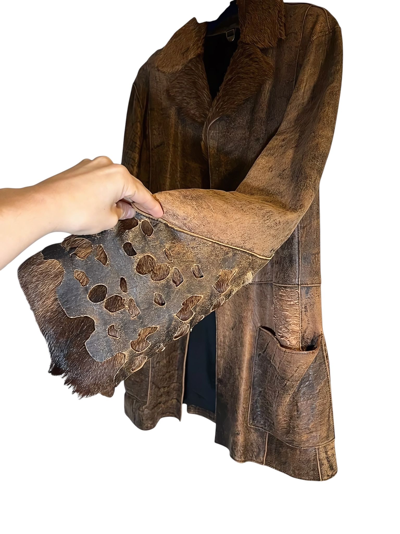 Just Cavalli BEAVER FUR COLLAR LION TOOTH CLOSURE LEATHER COAT Size US M / EU 48-50 / 2 - 4 Thumbnail