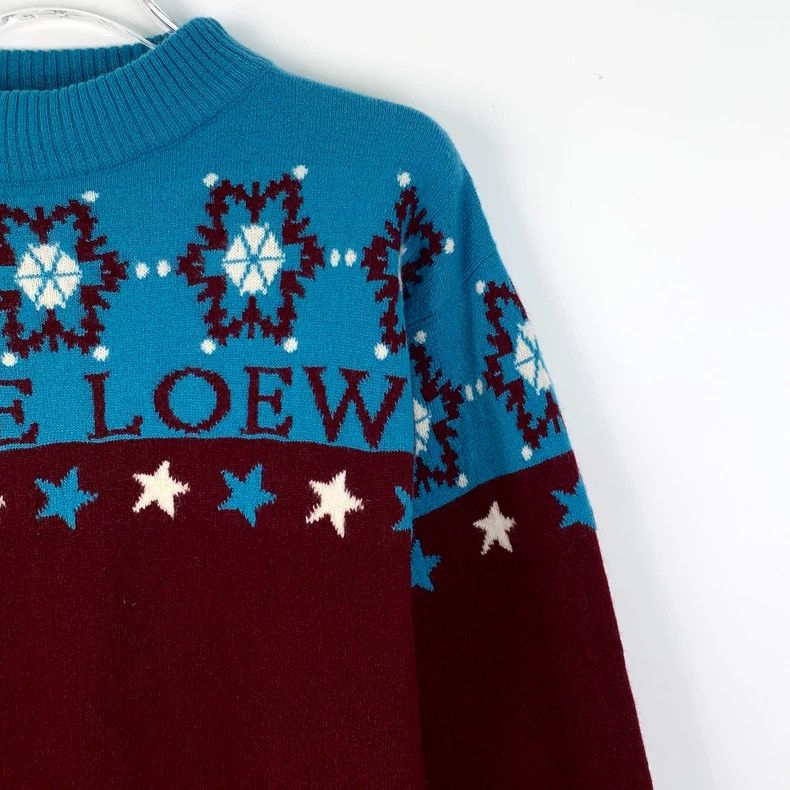 Loewe LOEWE Colorful snowflake letters embedded wool round neck Size S / US 4 / IT 40 - 3 Thumbnail