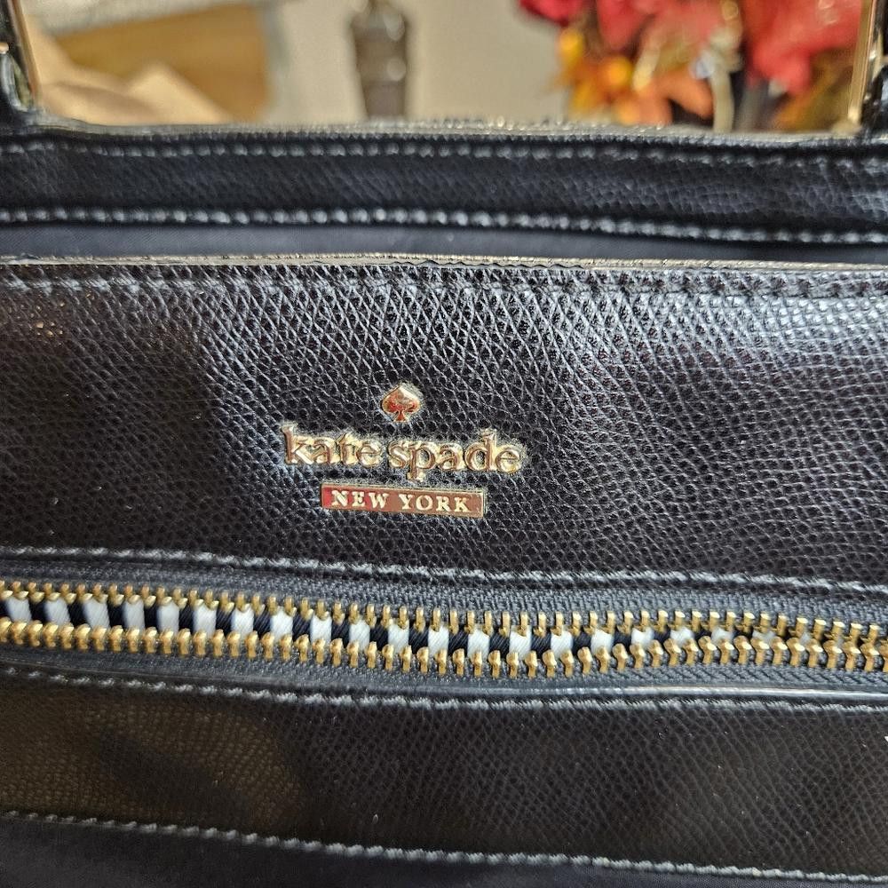 Designer Kate Spade Preloved Stylish Black Leather and Nylon Tote Bag Size ONE SIZE - 7 Thumbnail